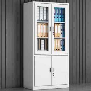 2-Door Half-Glass Steel Office Cabinet